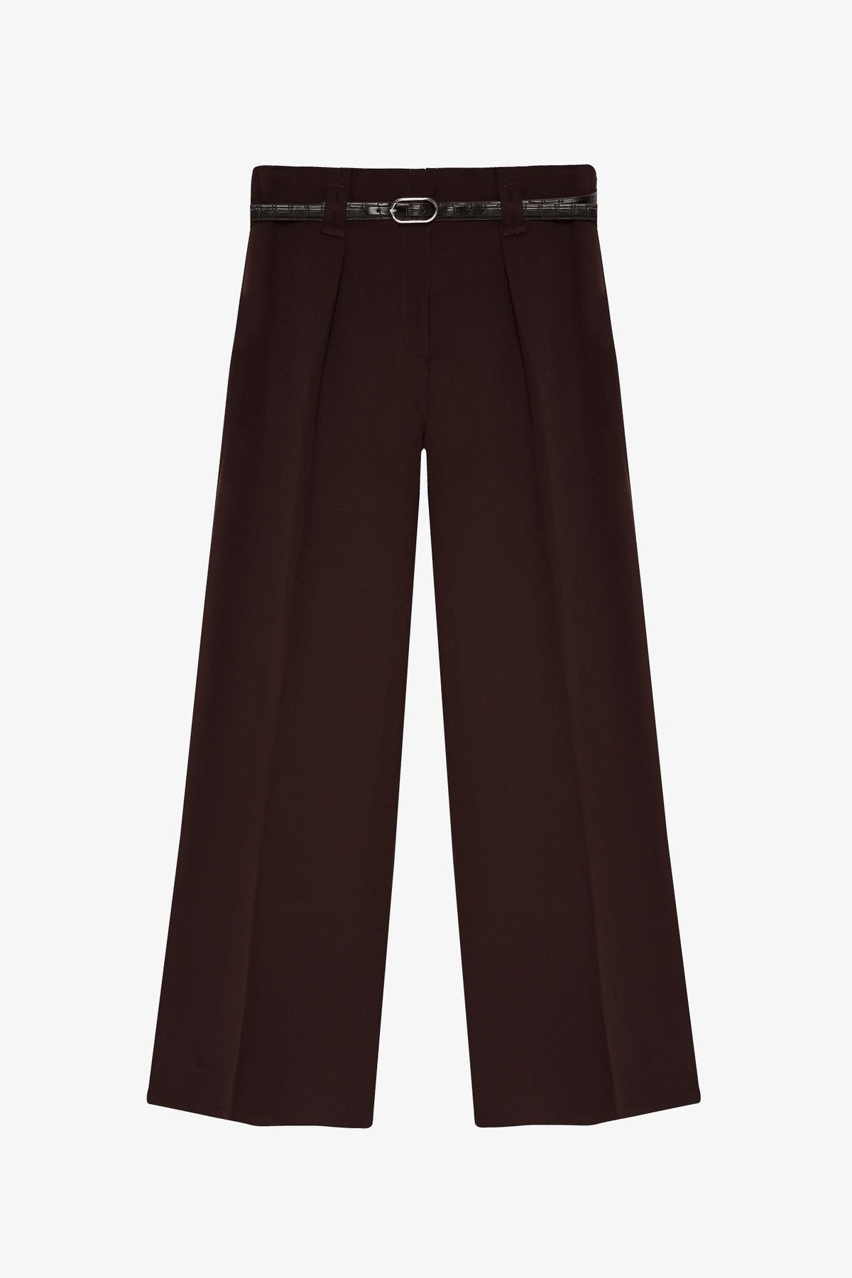 Quzu Kemer Detaylı Pantolon Koyu Kahve