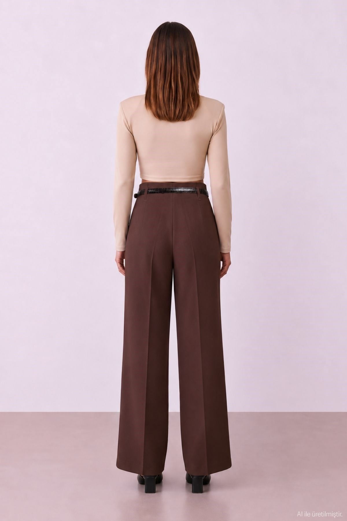 Quzu Belt Detail Trousers Dark Brown