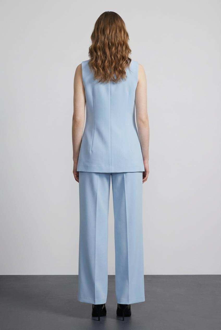 Quzu Kemer Detaylı Pantolon Mavi