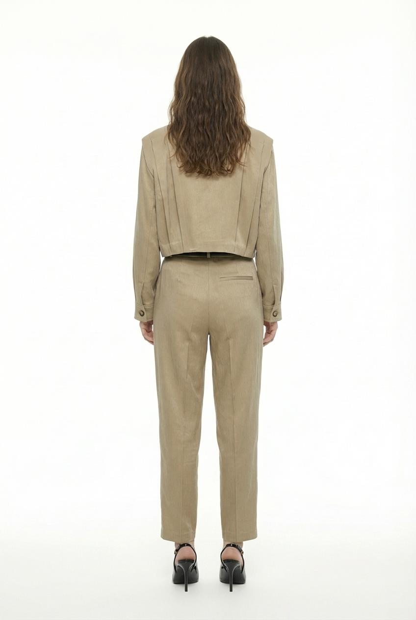 Quzu Kemerli Balon Pantolon Bej