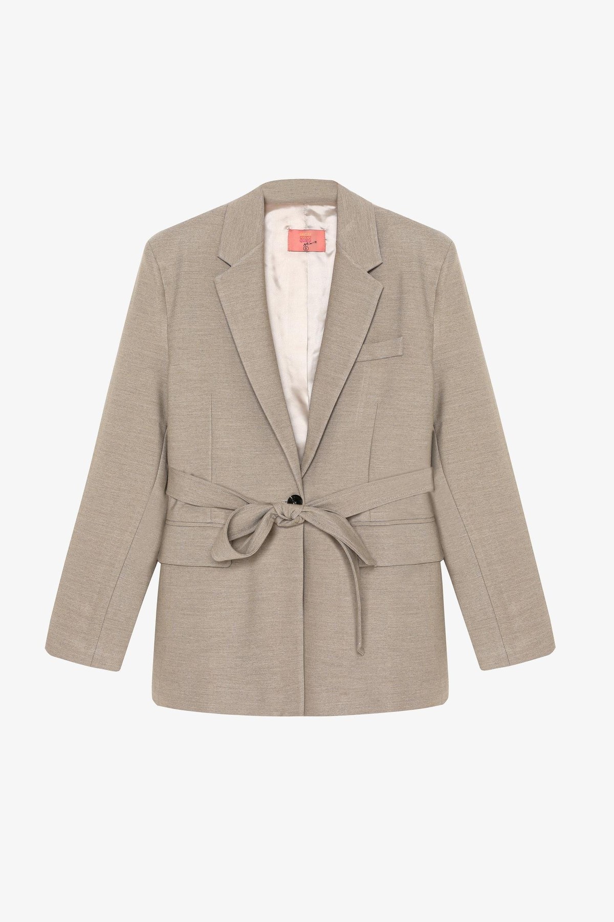 Quzu Kemerli Blazer Ceket Vizon