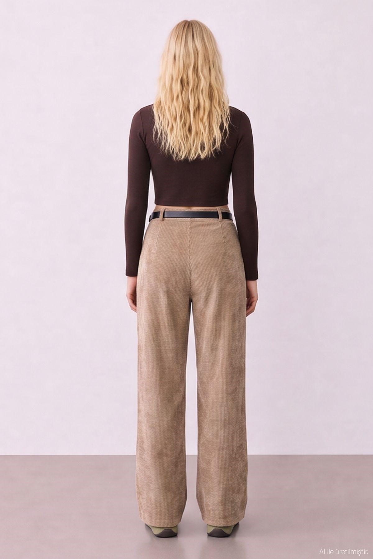 Quzu Kemerli Fitilli Pantolon Camel