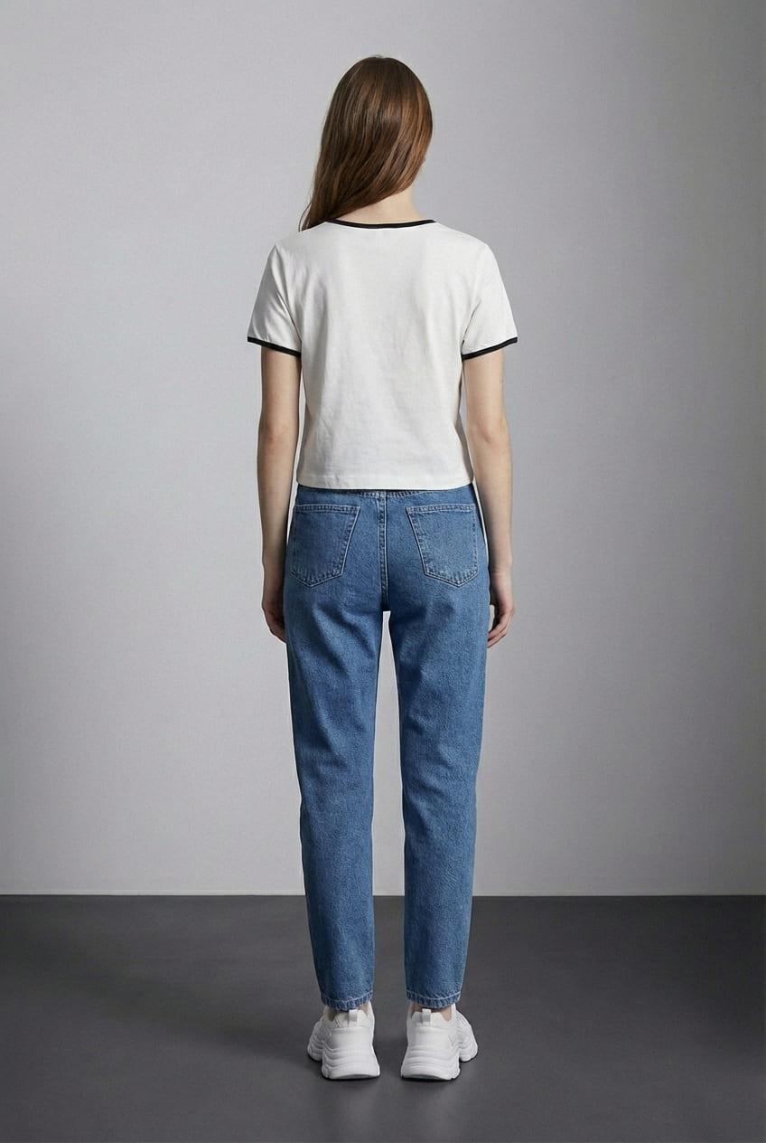 Quzu Kısa Kollu Baskılı T-shirt Ekru