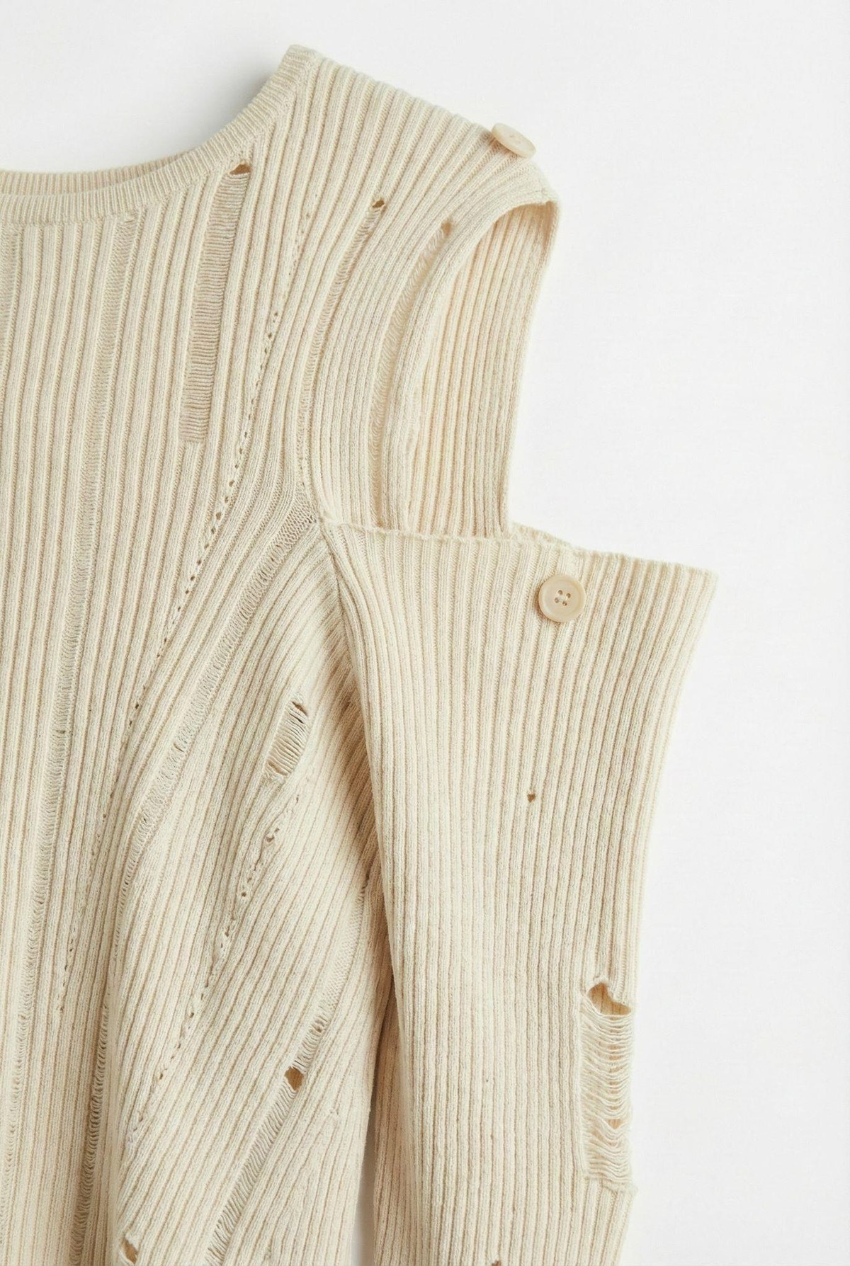 Quzu Kol Detaylı Triko Krem