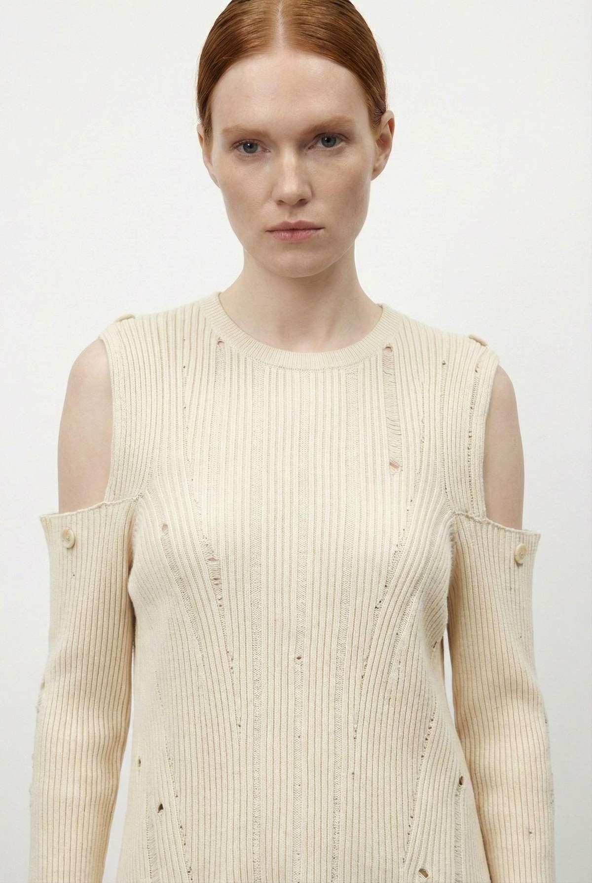 Quzu Kol Detaylı Triko Krem