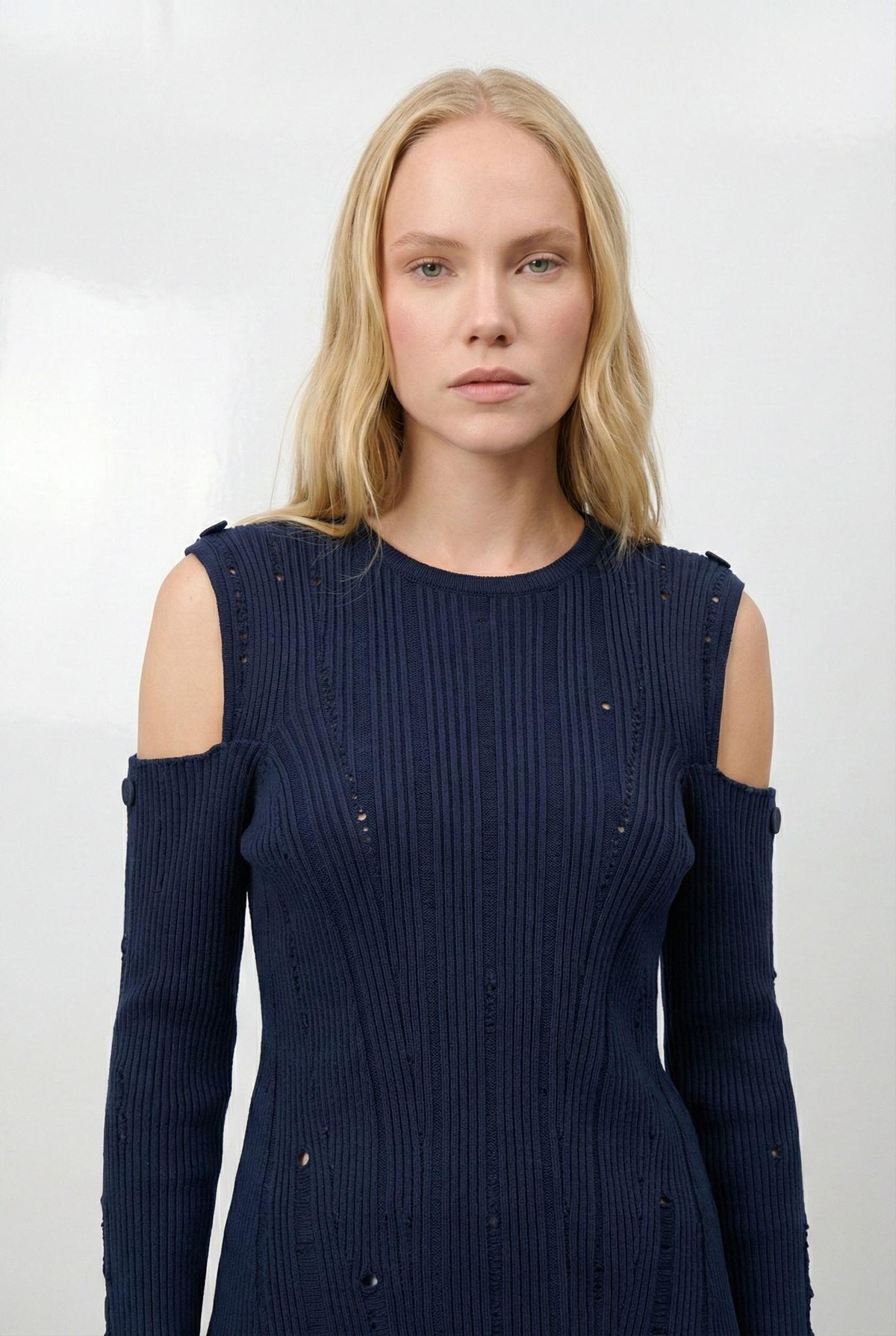 Quzu Kol Detaylı Triko Lacivert