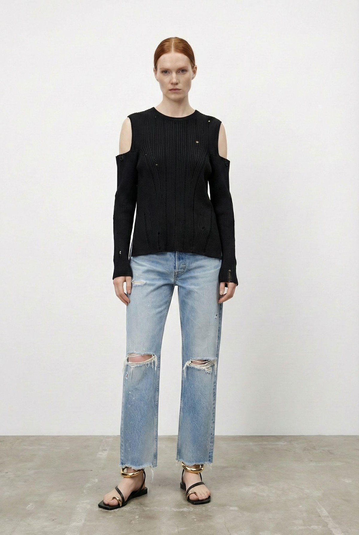 Quzu Kol Detaylı Triko Siyah