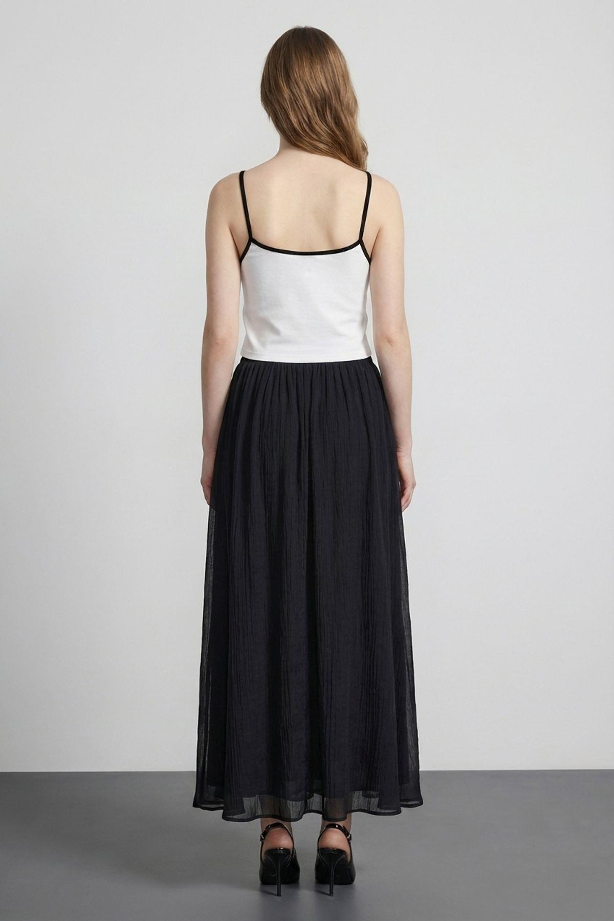 Quzu Kontrast Biye Detaylı Atlet Ekru