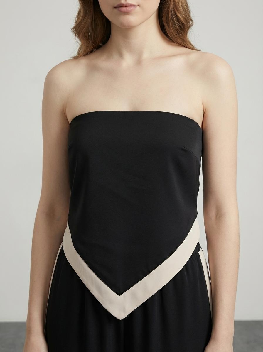 Quzu Kontrast Detaylı Bluz Siyah