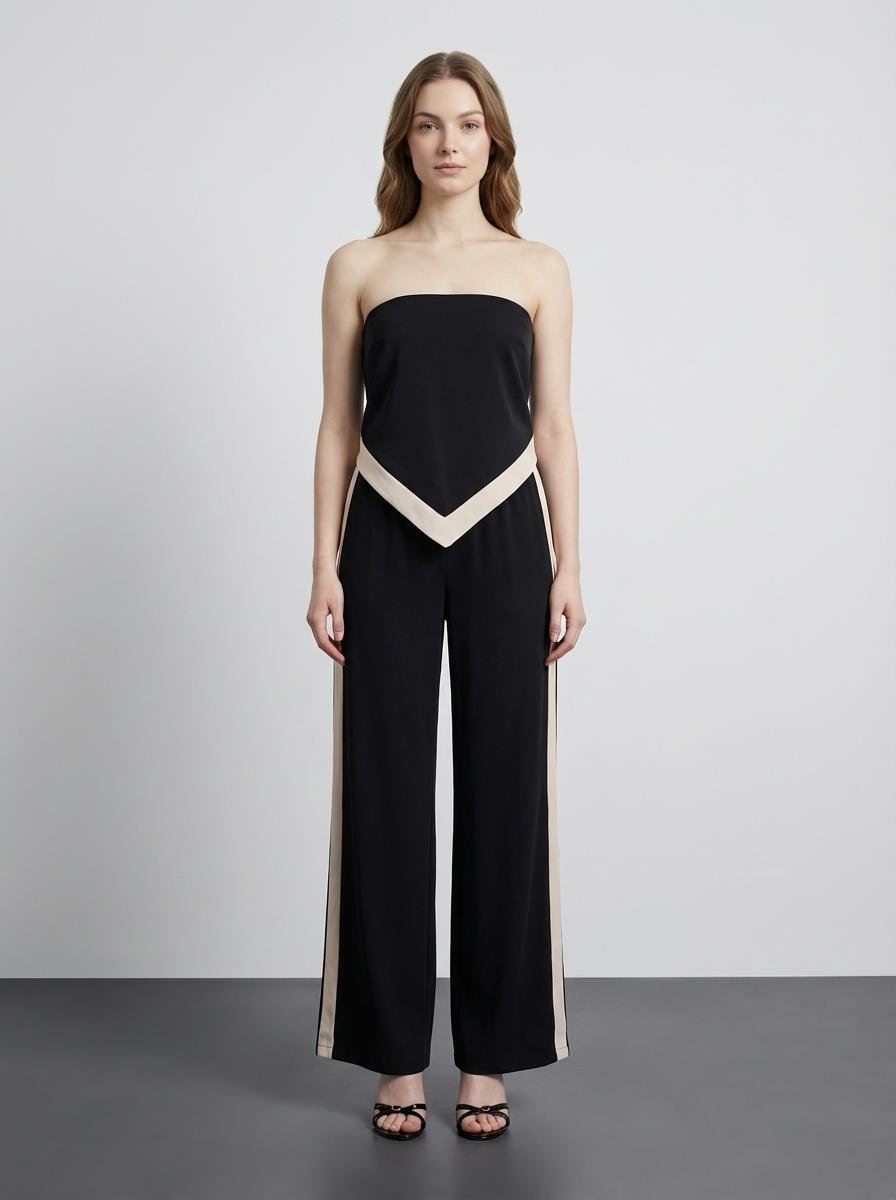 Quzu Kontrast Detaylı Bluz Siyah