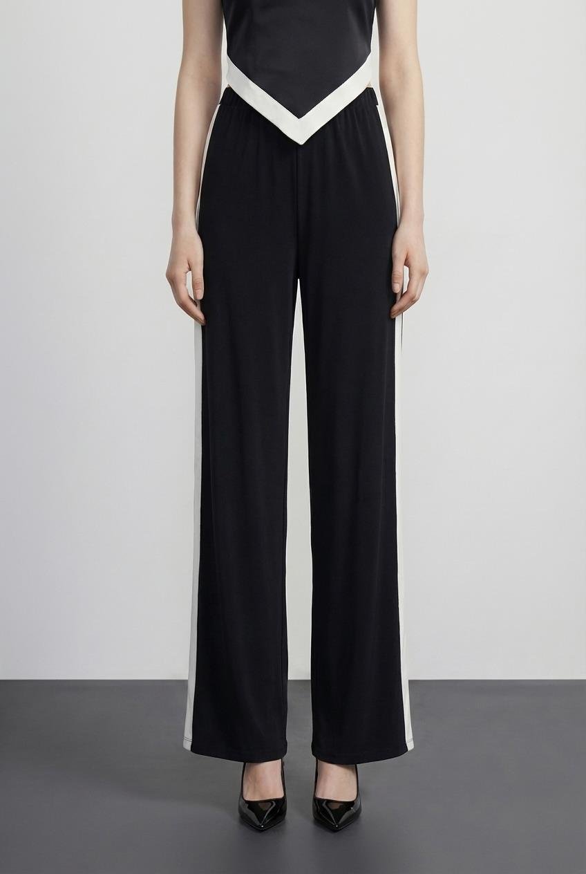 Quzu Kontrast Detaylı Pantolon Siyah