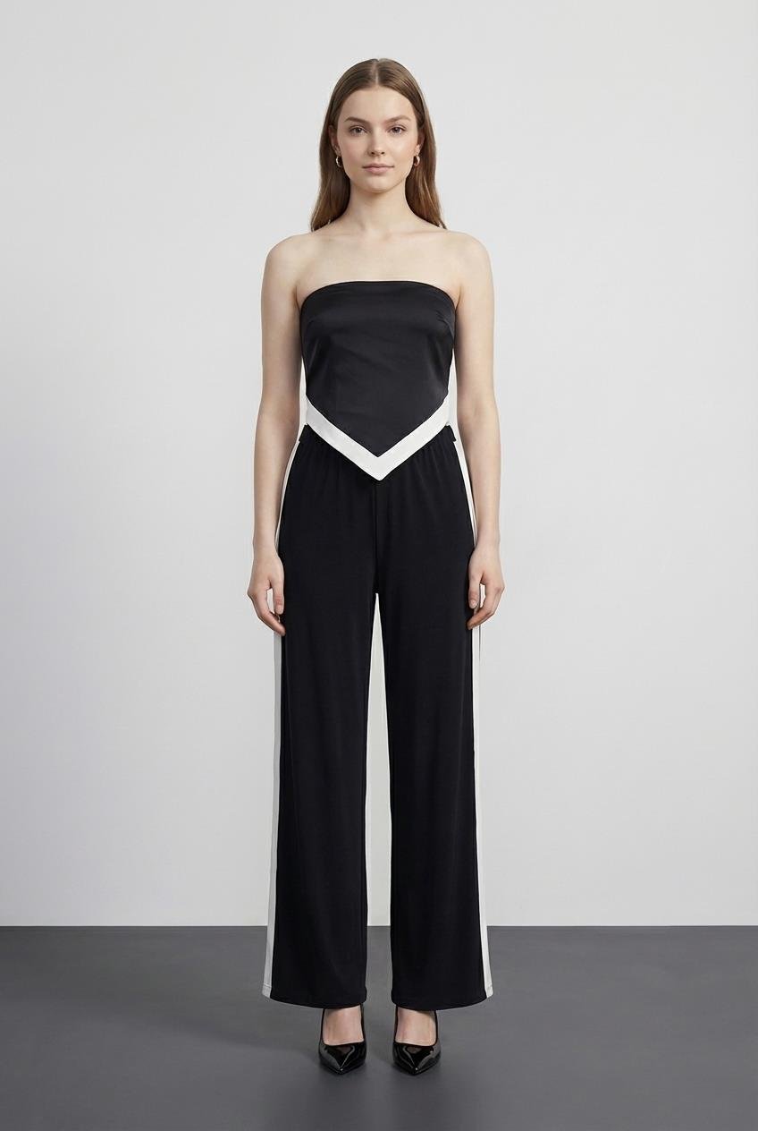 Quzu Kontrast Detaylı Pantolon Siyah