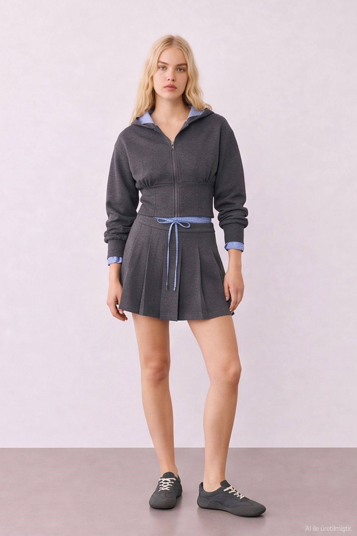 Quzu Korsaj Detaylı Sweatshirt Antrasit