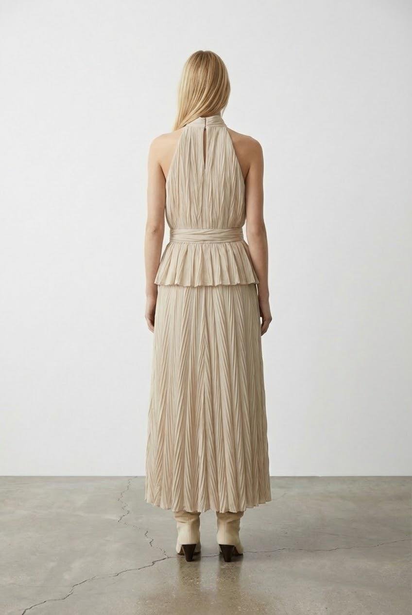 Quzu Kraş Görünümlü Etek Bej