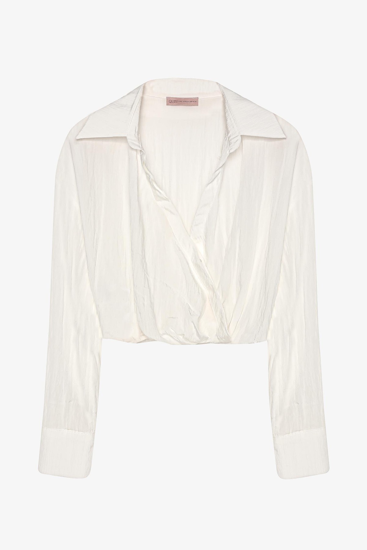Quzu Kruvaze Kraşlı Bluz Ekru