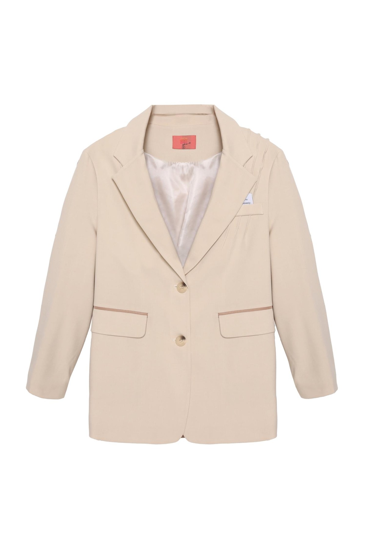 Quzu Kumaş Matchli Blazer Ceket Bej