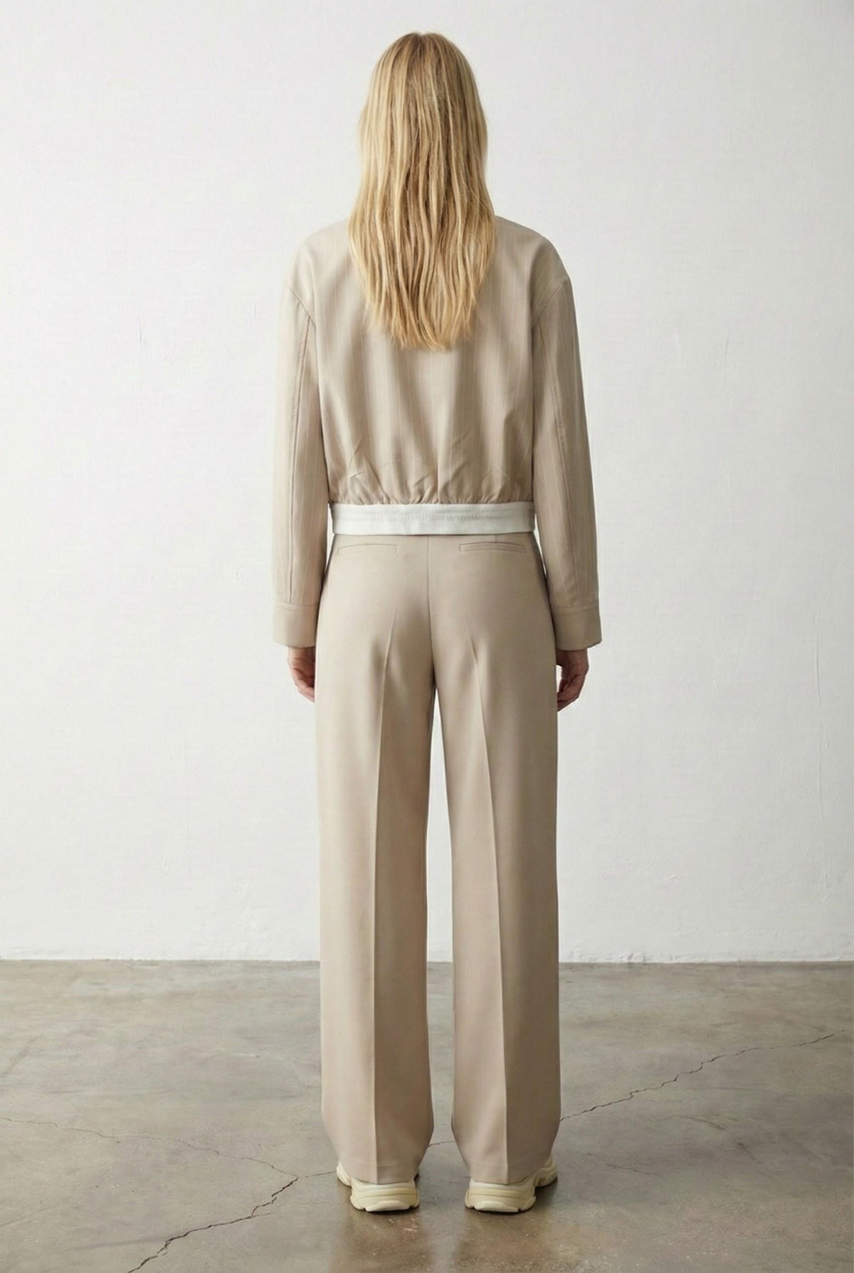 Quzu Kumaş Matchlı Ceket Bej