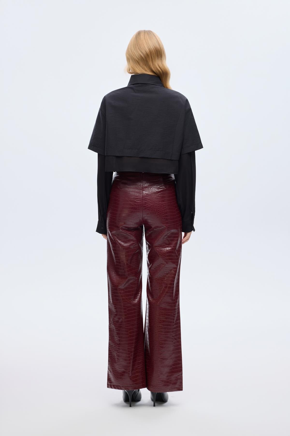 Quzu Kumaş Matchli Gömlek Siyah