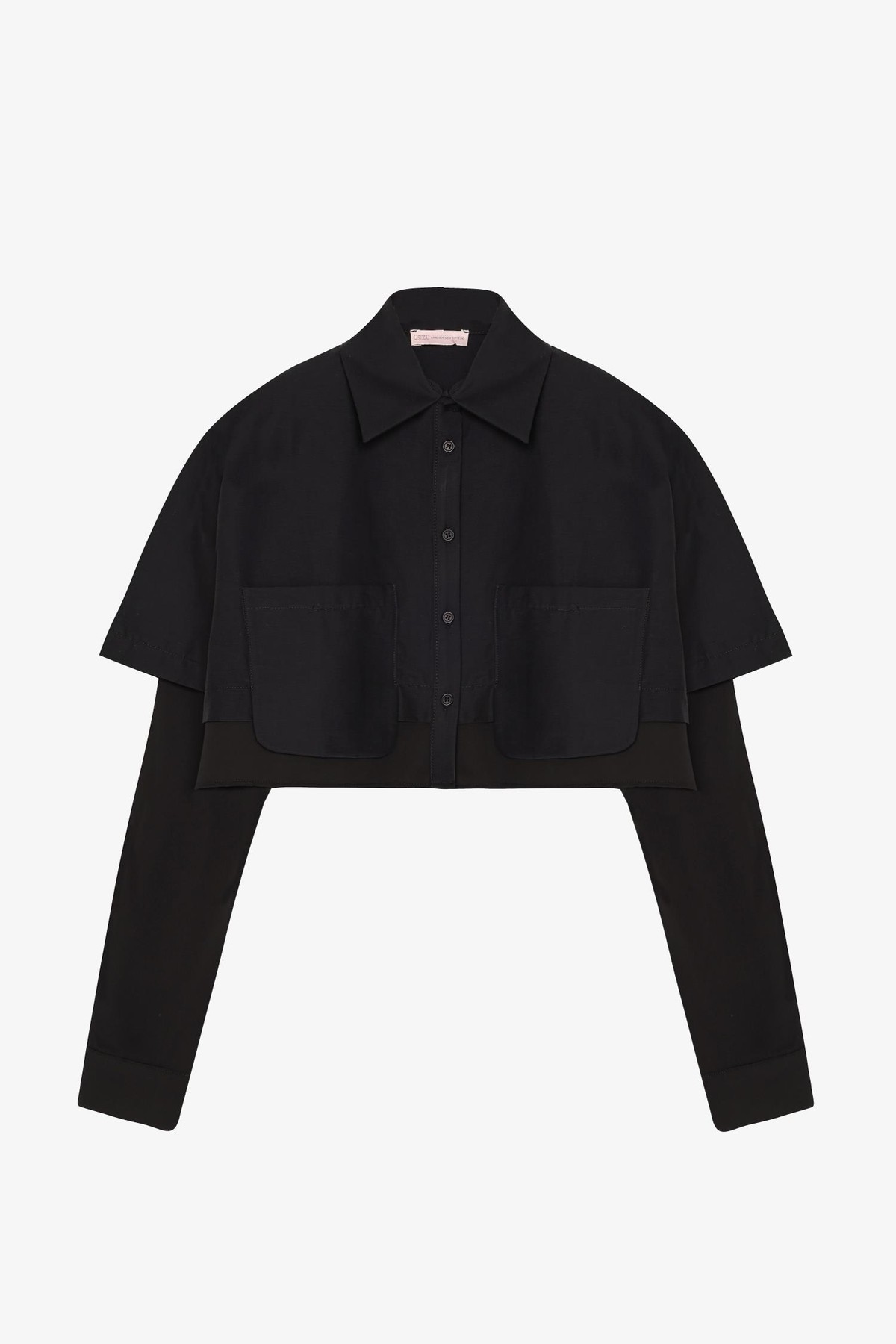 Quzu Kumaş Matchli Gömlek Siyah