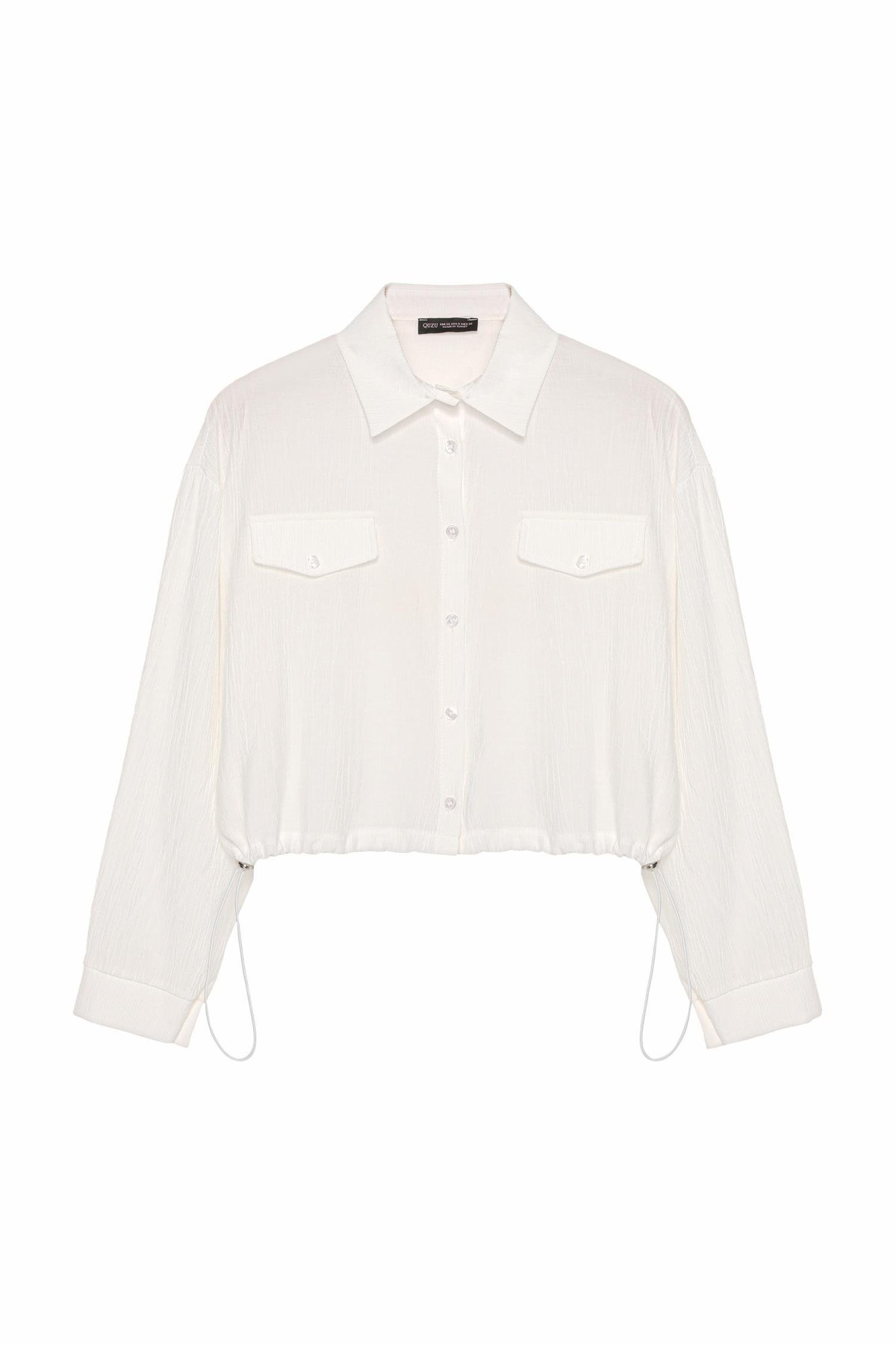 Quzu Lastik Detaylı Gömlek Ekru