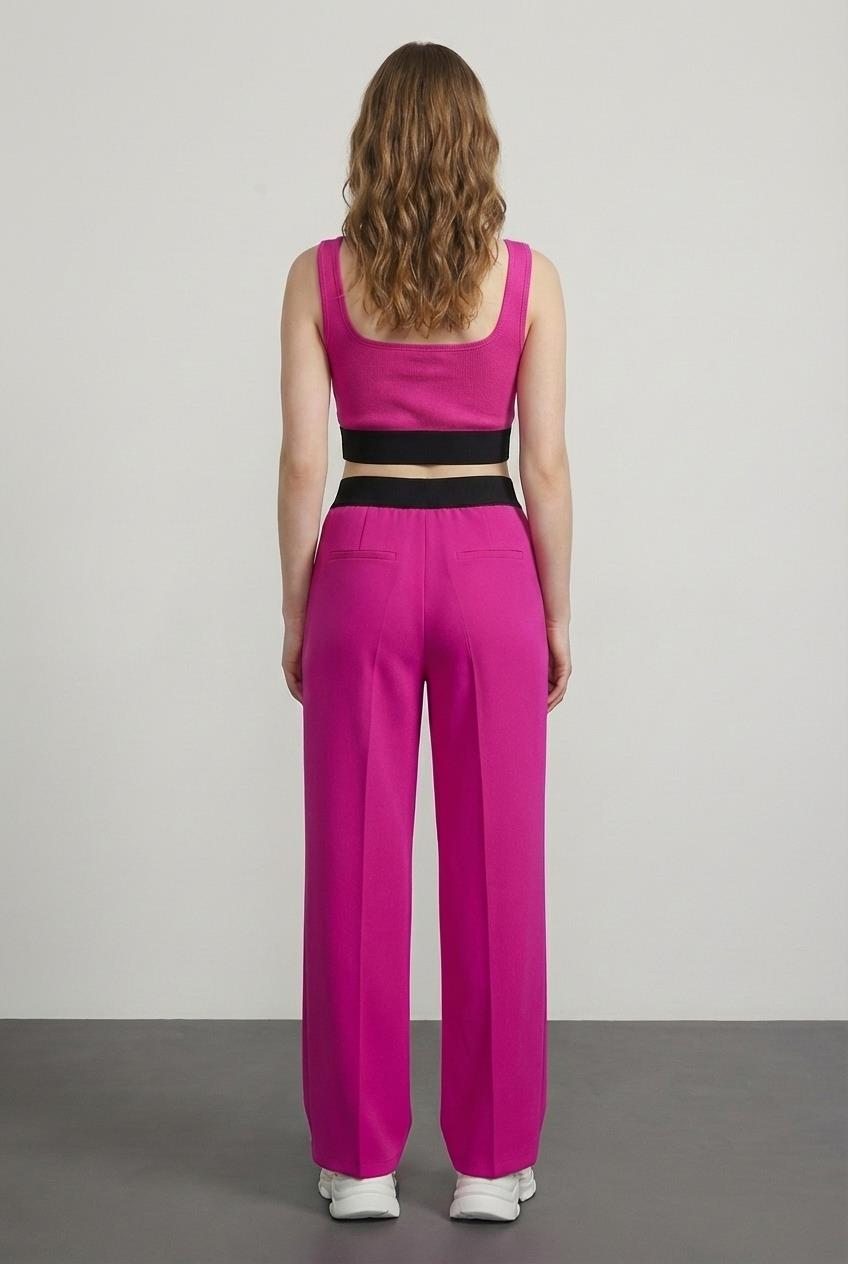 Quzu Lastik Detaylı Pantolon Fuşya