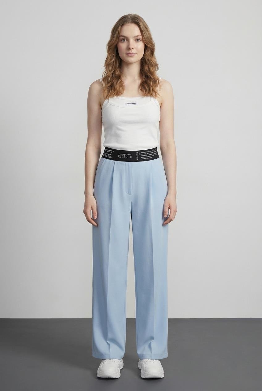 Quzu Lastik Detaylı Pantolon Mavi