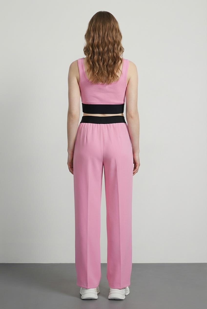 Quzu Lastik Detaylı Pantolon Pembe