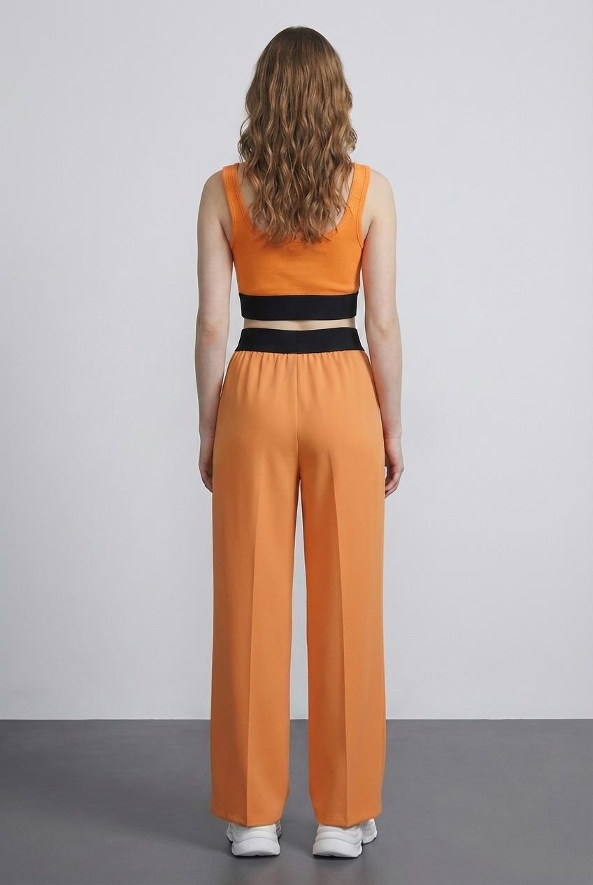 Quzu Lastik Detaylı Pantolon Turuncu