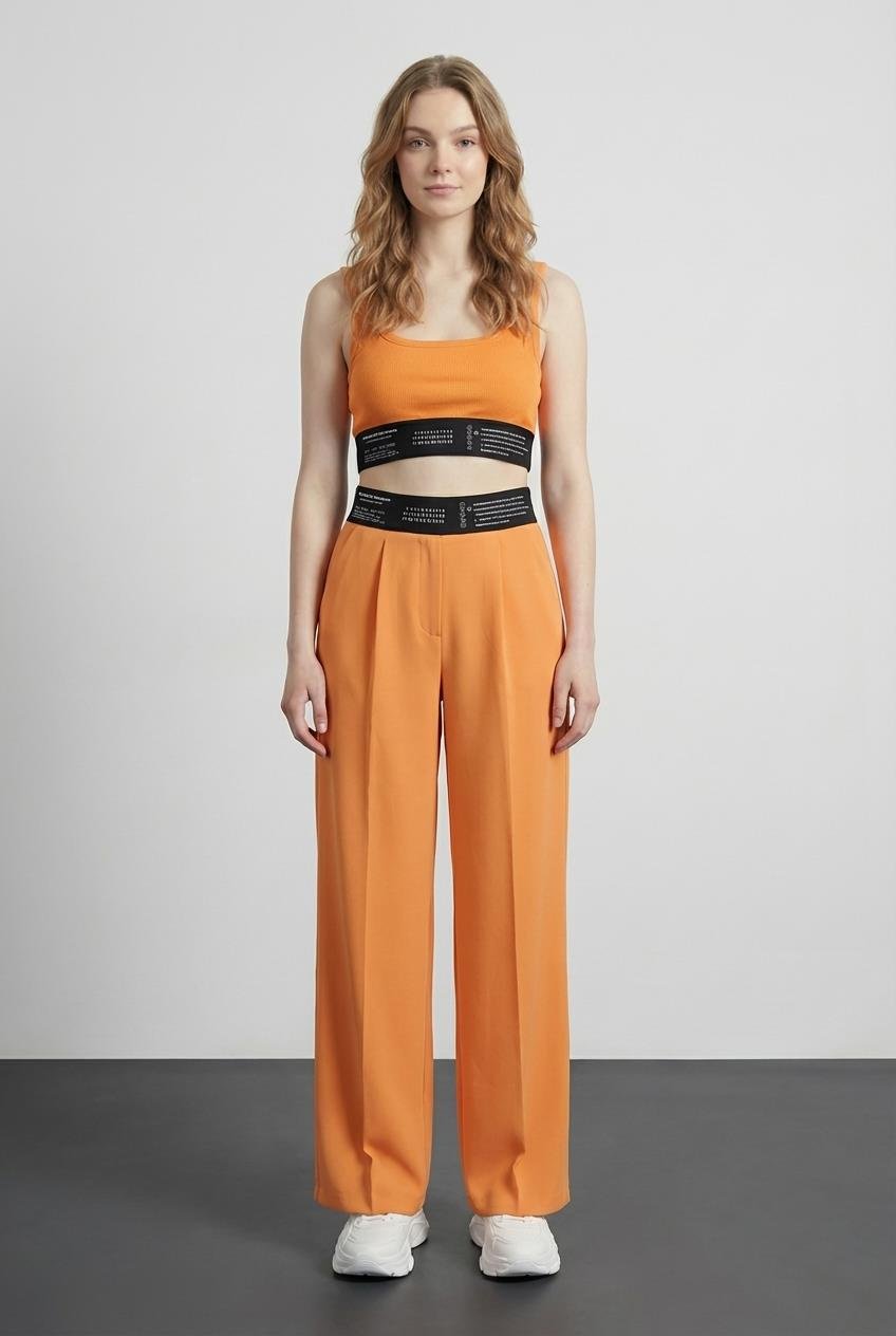Quzu Lastik Detaylı Pantolon Turuncu