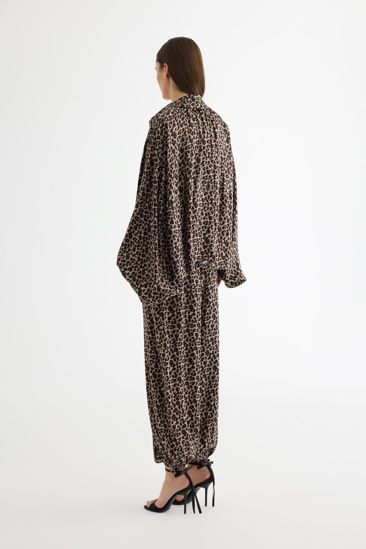 Quzu Leopar Desenli Bomber Ceket Kahve