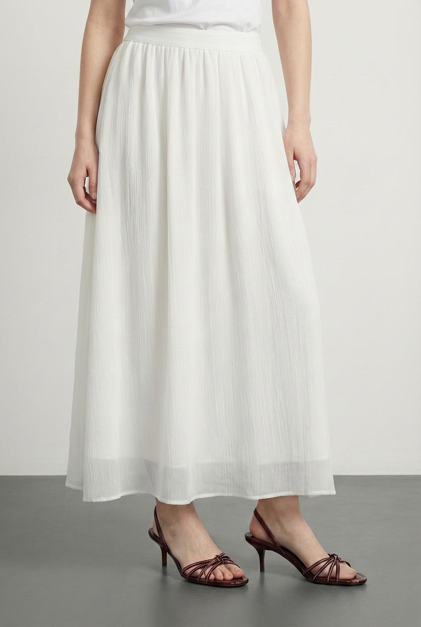 Quzu Midi Boy Basic Etek Ekru