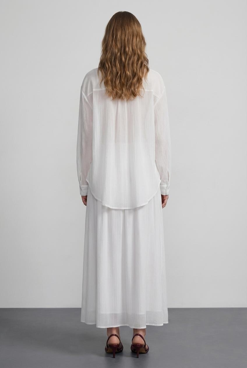 Quzu Midi Boy Basic Etek Ekru