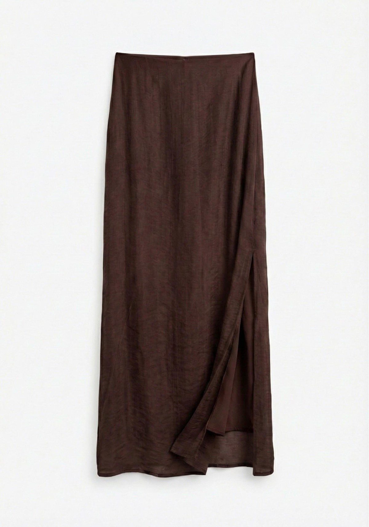 Quzu Midi Boy Kraşlı Etek Kahve