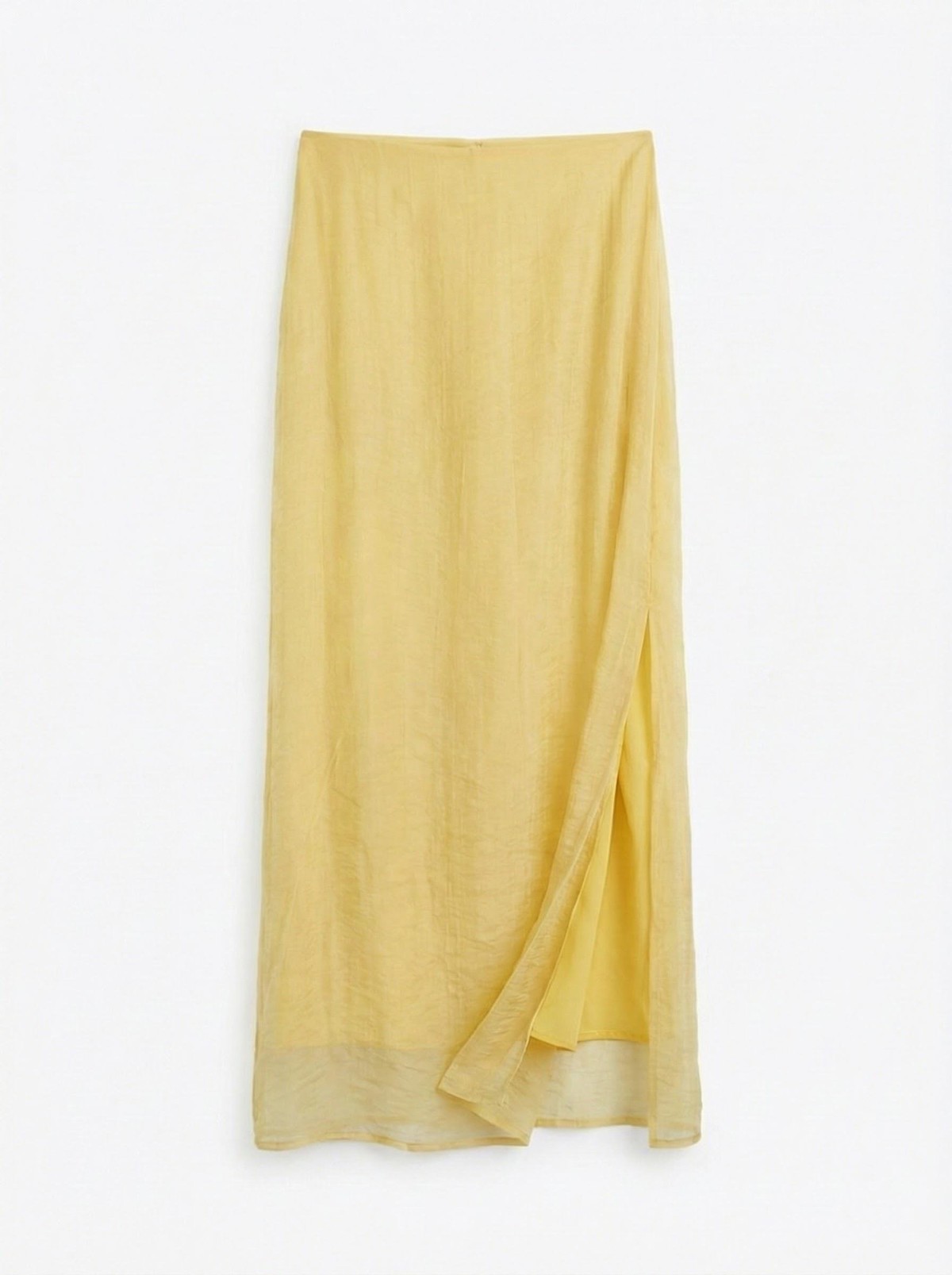 Quzu Midi Boy Kraşlı Etek Sarı
