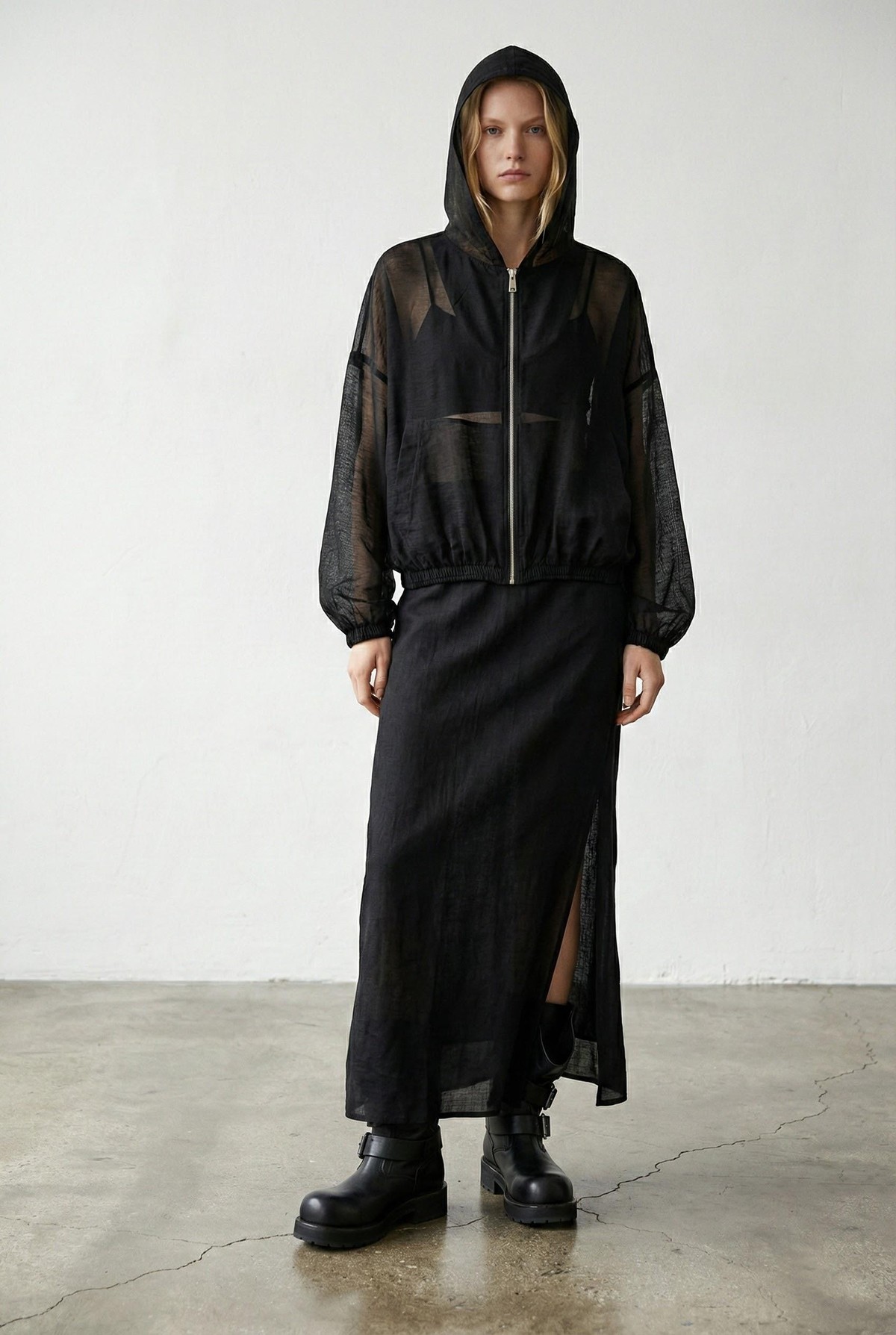 Quzu Midi Boy Kraşlı Etek Siyah