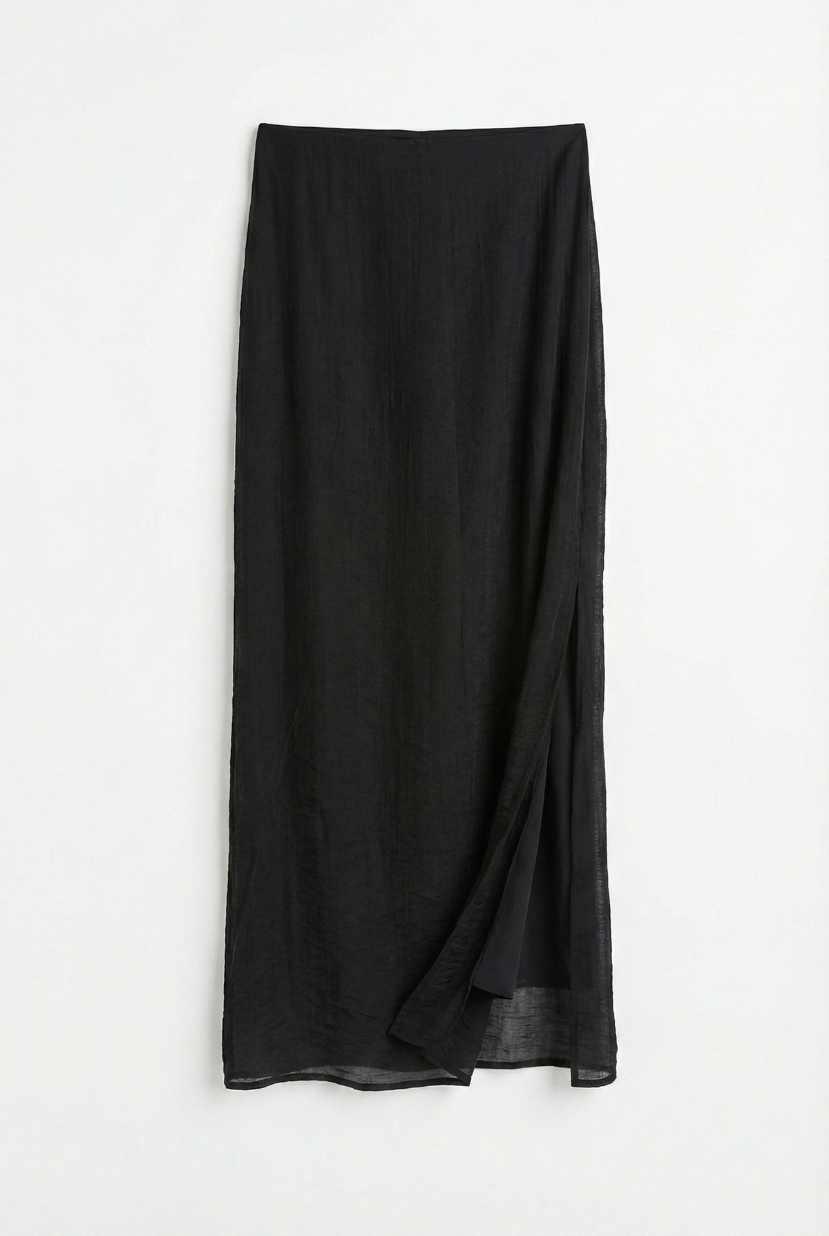 Quzu Midi Boy Kraşlı Etek Siyah