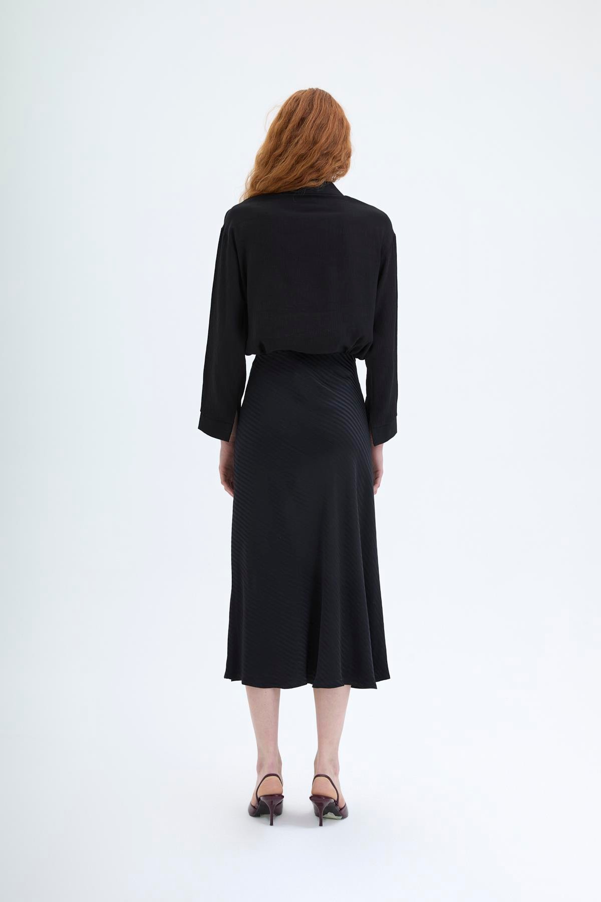 Quzu Midi Boy Saten Etek Siyah