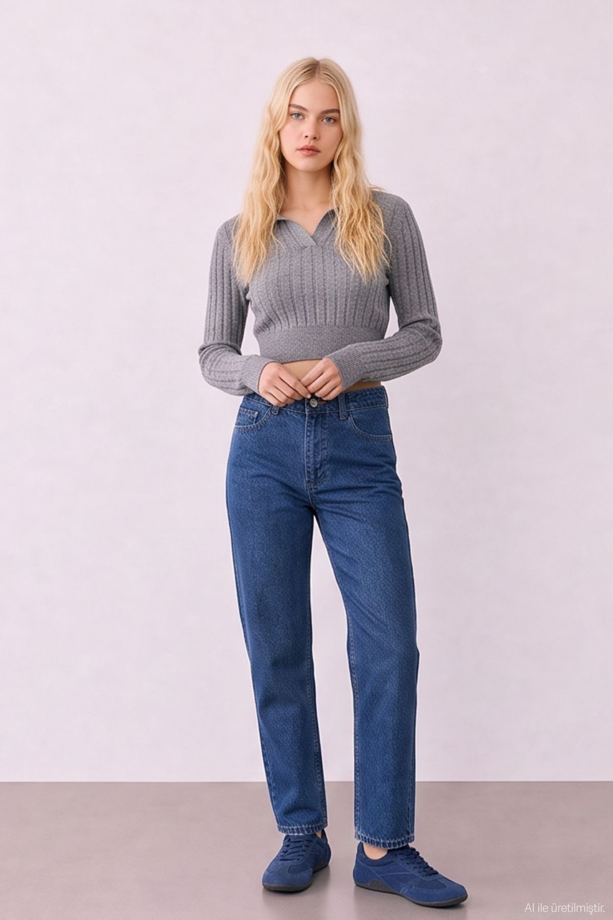 Quzu Mom Jean Lacivert