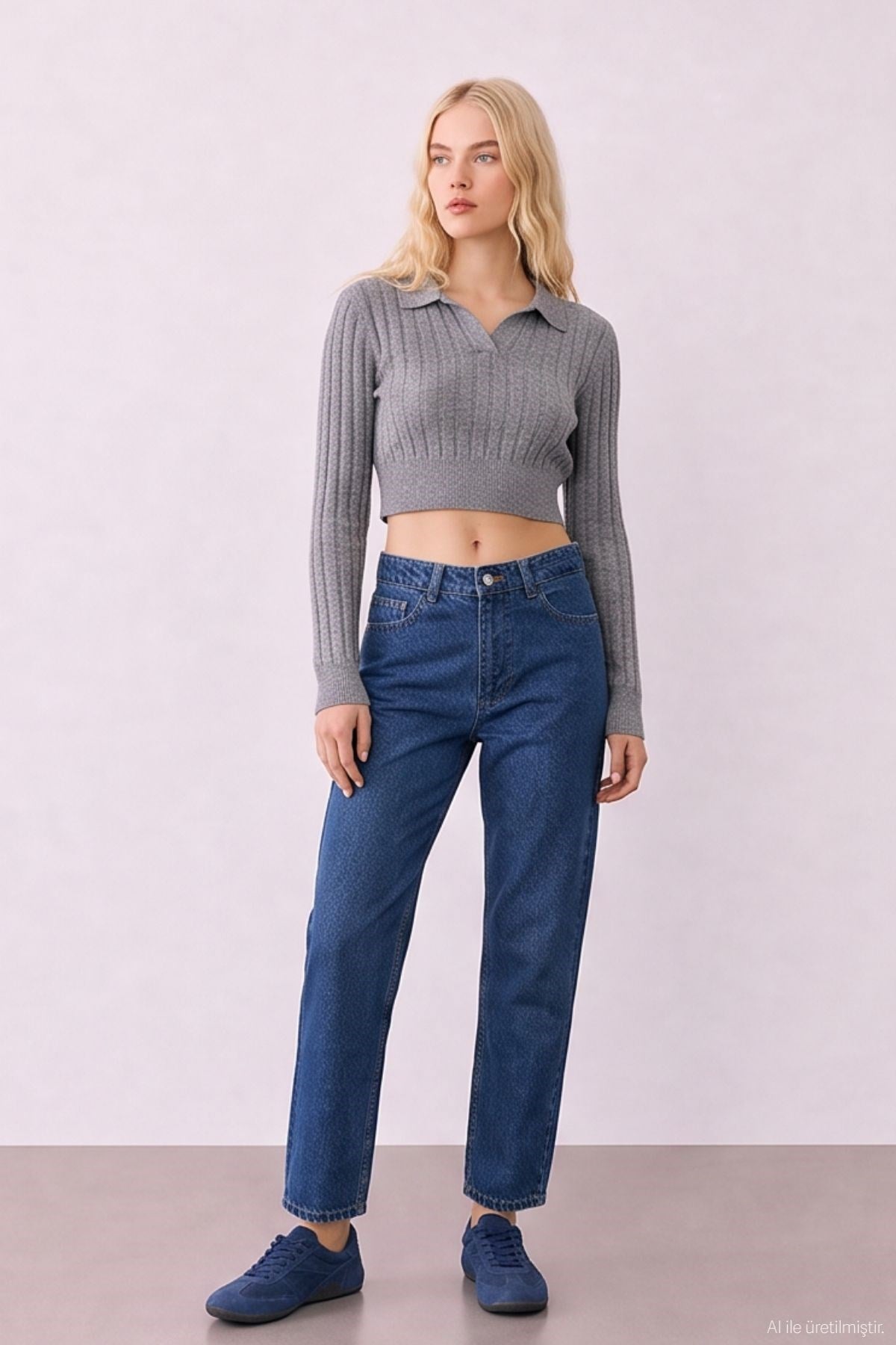 Quzu Mom Jean Lacivert