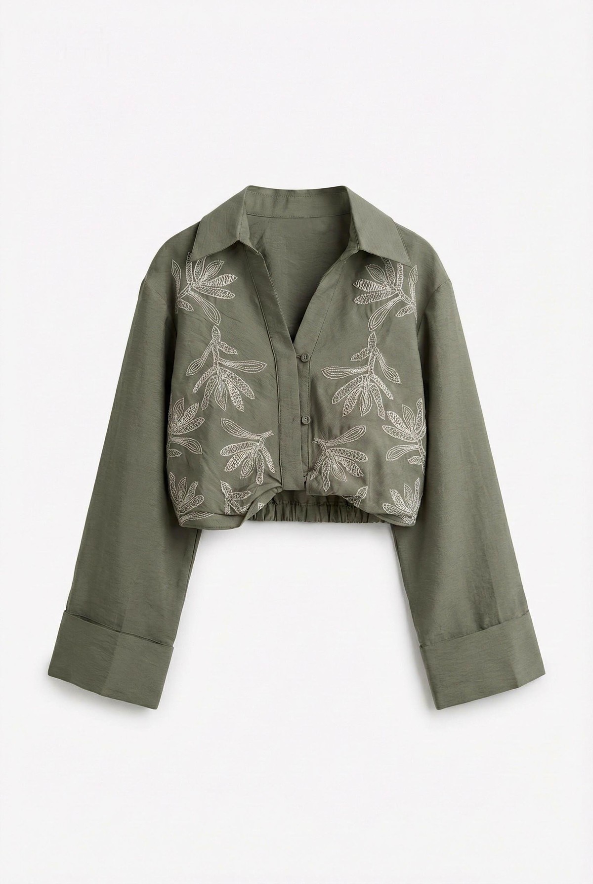 Quzu Nakış Detaylı Gömlek Haki