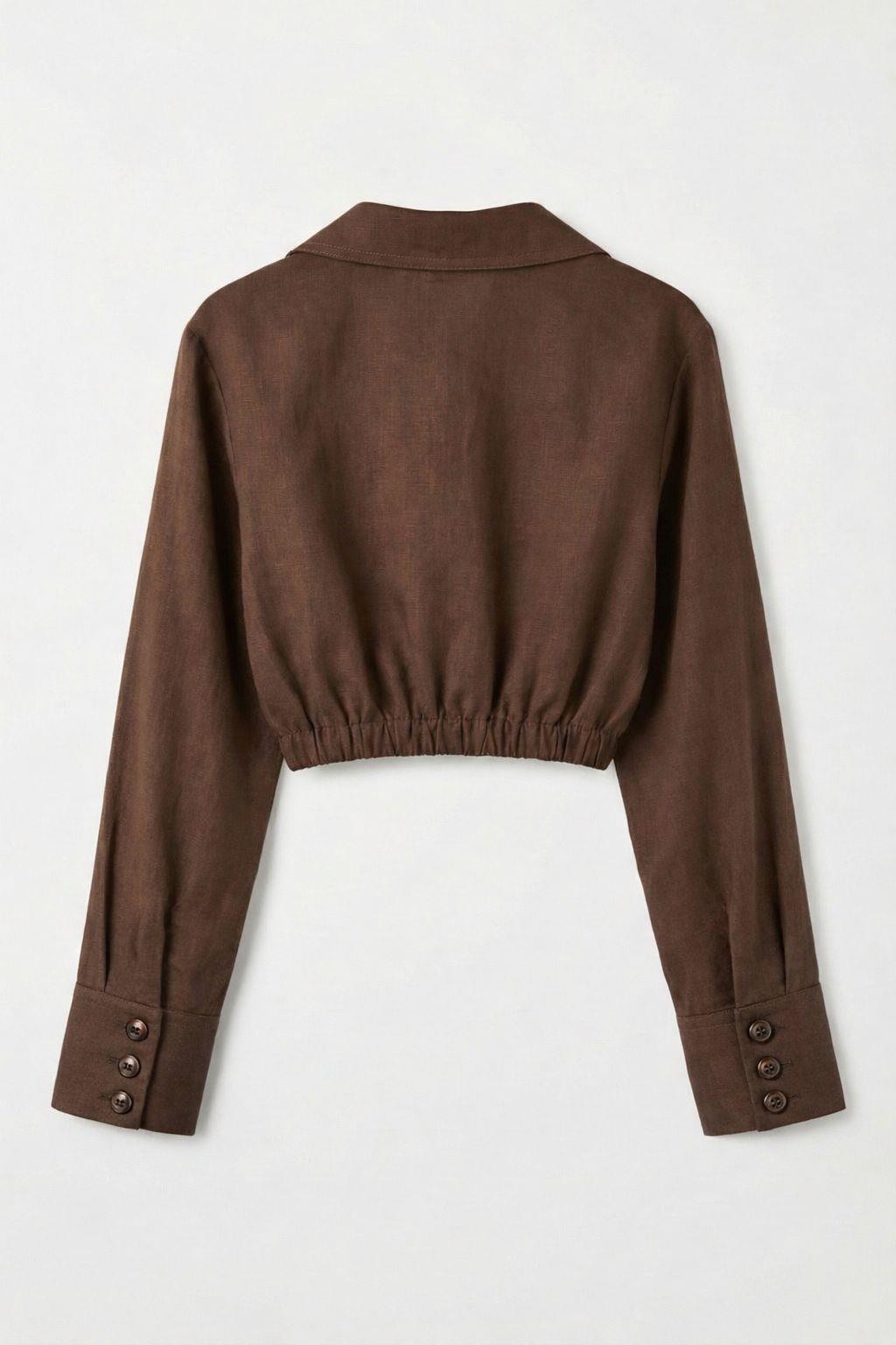 Quzu Nakış Detaylı Gömlek Kahve