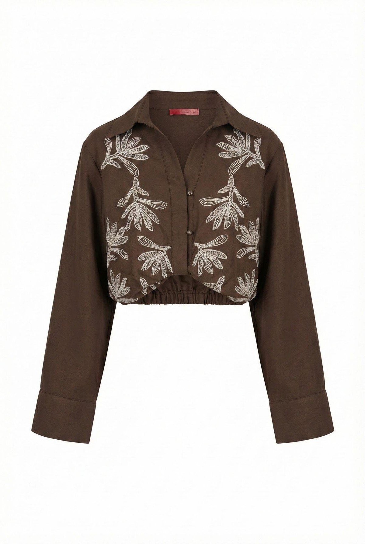 Quzu Nakış Detaylı Gömlek Kahve