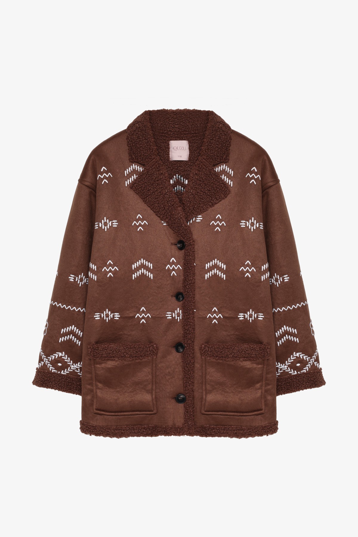 Quzu Nakış Detaylı Mont Kahve