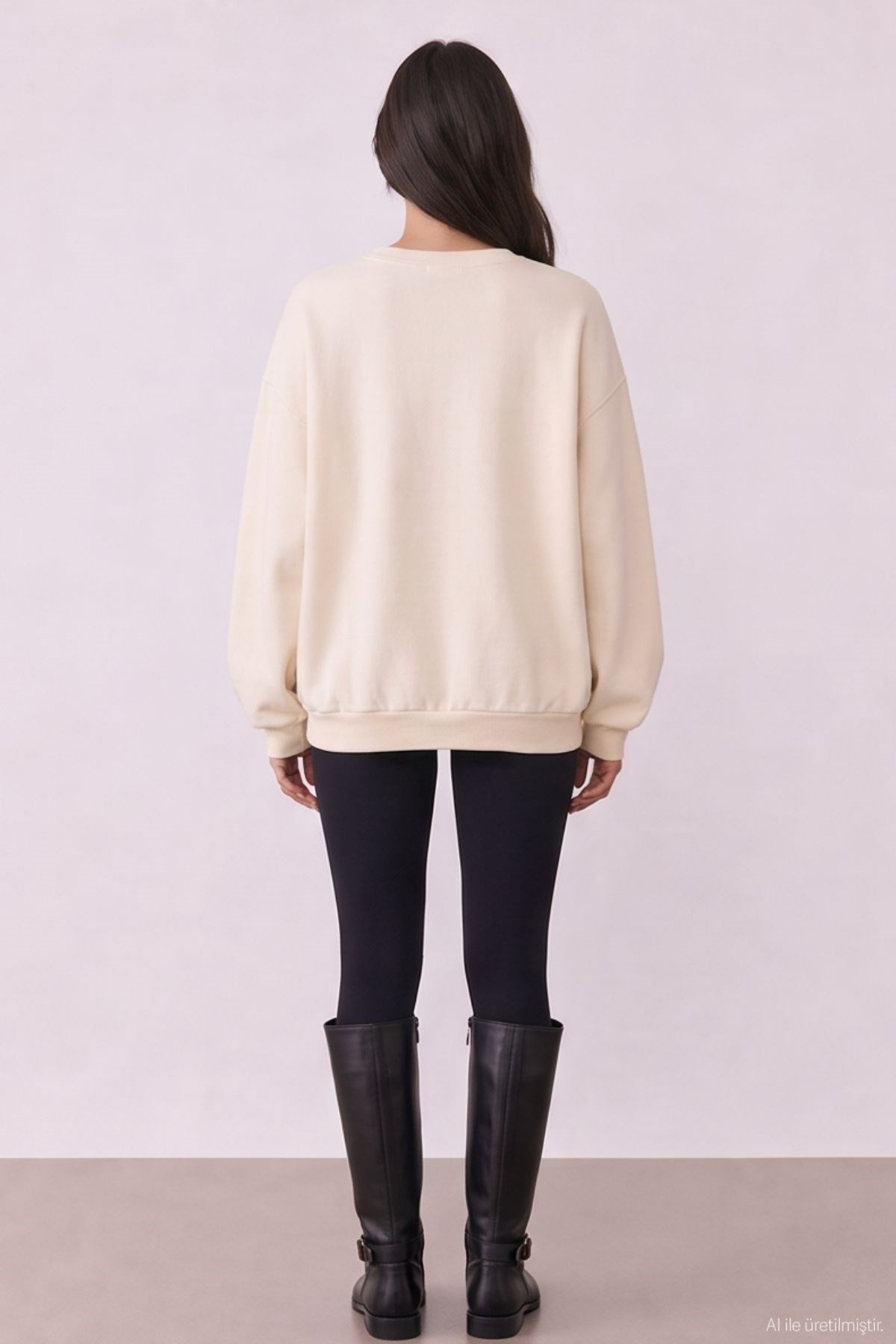 Quzu Nakış Detaylı Sweatshirt Bej