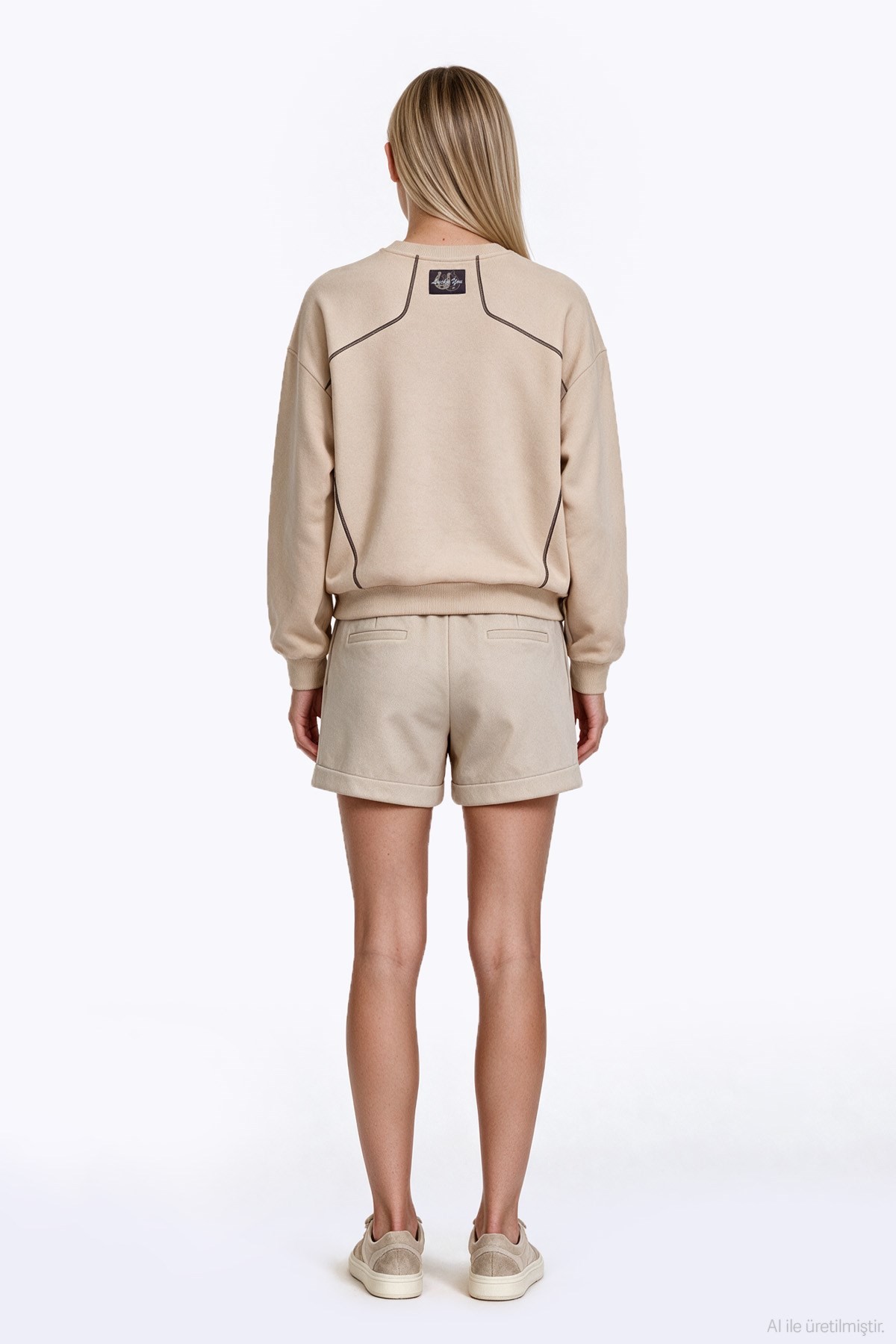 Quzu Nakış Detaylı Sweatshirt Bej