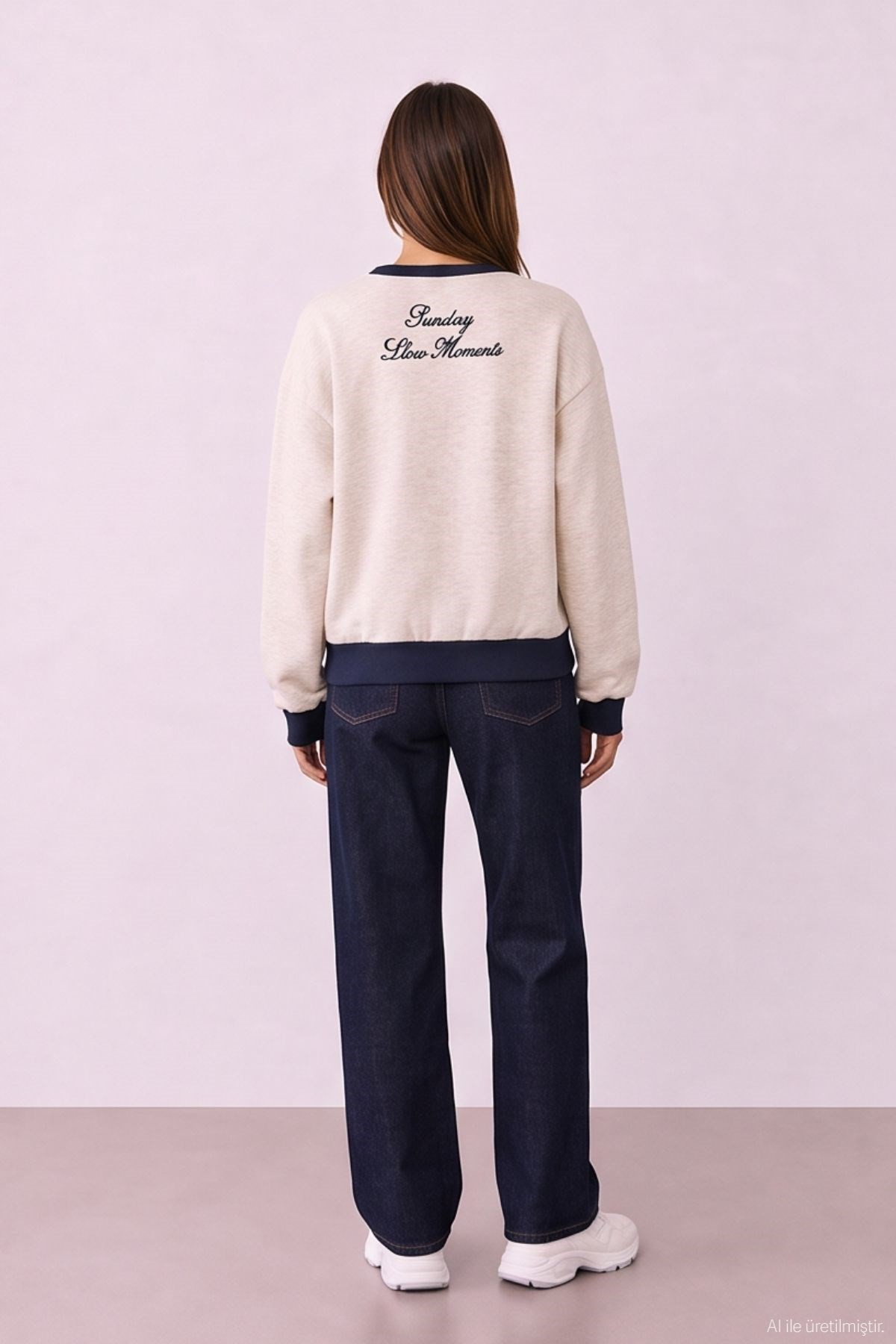 Quzu Nakış Detaylı Sweatshirt Bejmelanj
