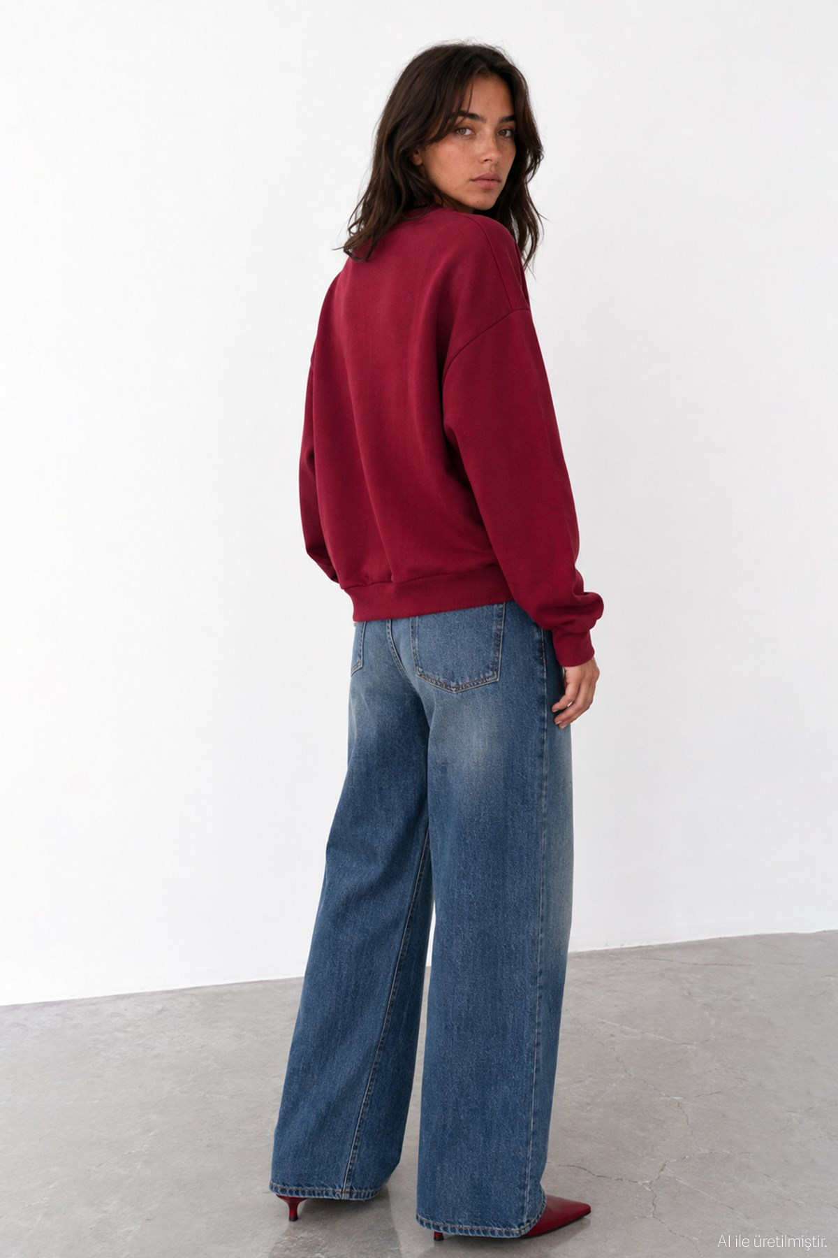 Quzu Nakış Detaylı Sweatshirt Bordo
