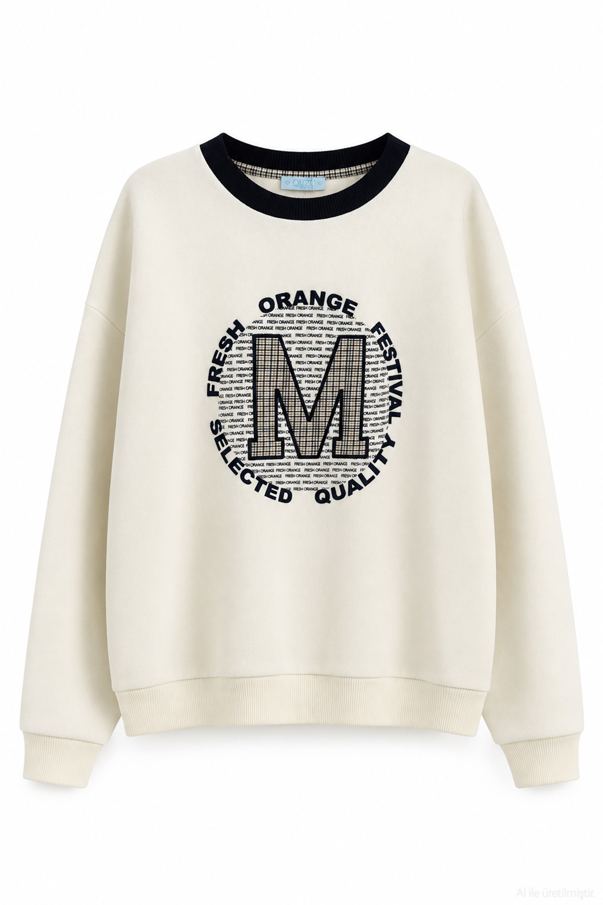 Quzu Nakış Detaylı Sweatshirt Ekru