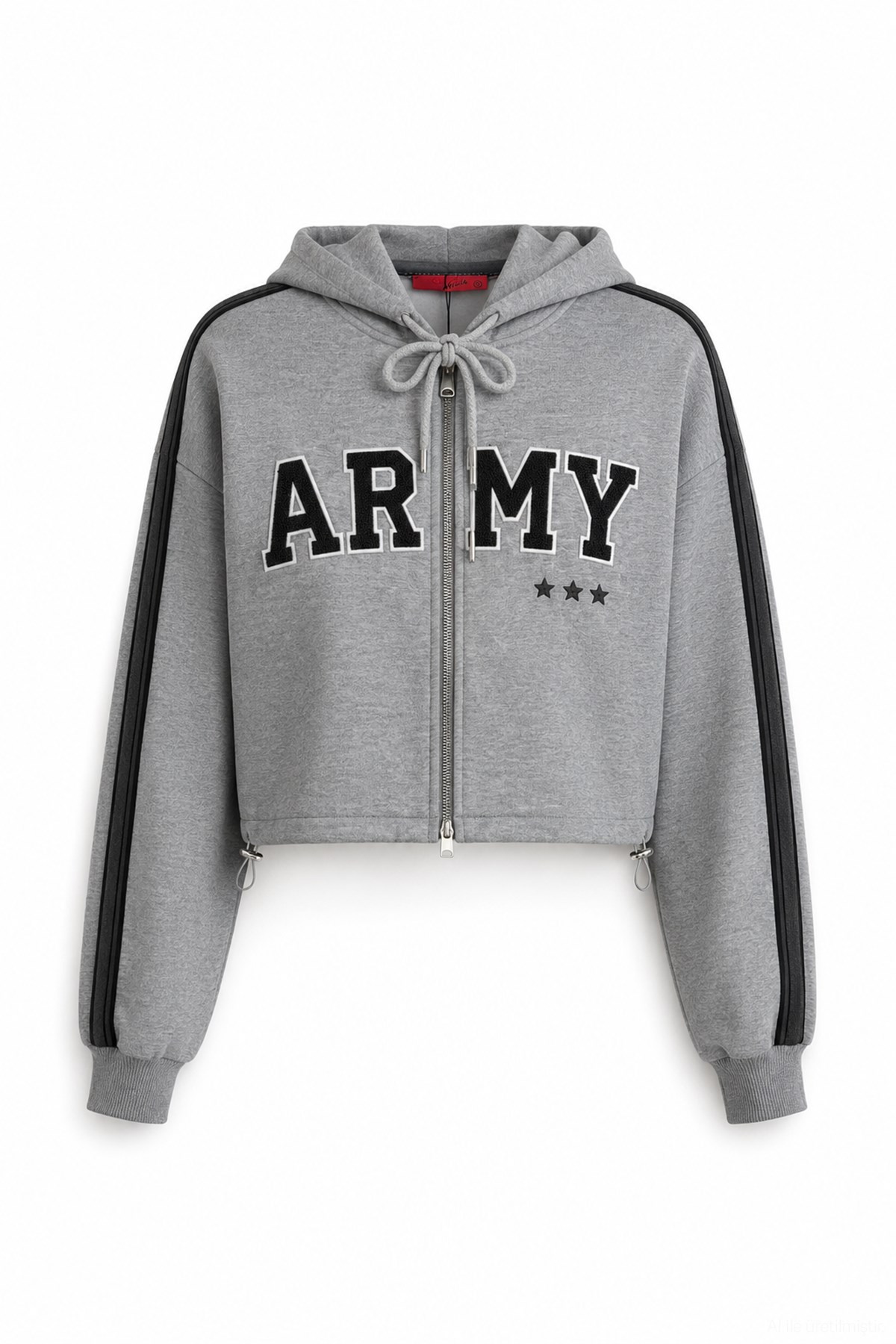 Quzu Nakış Detaylı Sweatshirt Gri Melanj