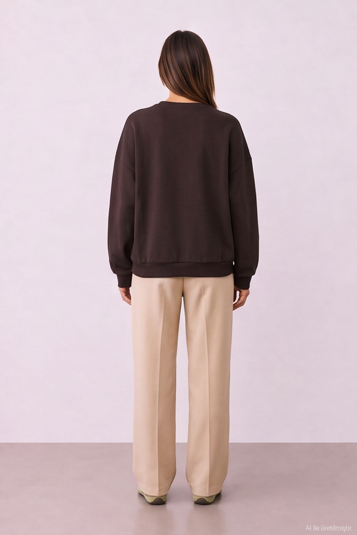 Quzu Nakış Detaylı Sweatshirt Kahve